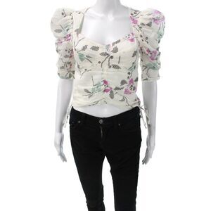 Marant Etoile Women Cropped Floral Blouse Multicolor Zip Size 34